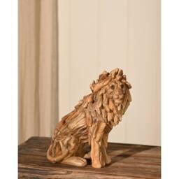 Naturecraft Resin Driftwood Collection Sitting Lion Figurine in Brown - thumbnail 1