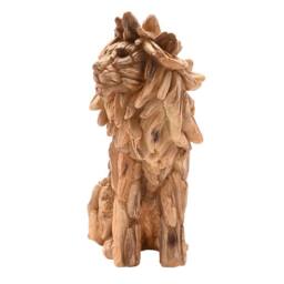 Naturecraft Resin Driftwood Collection Sitting Lion Figurine in Brown - thumbnail 3