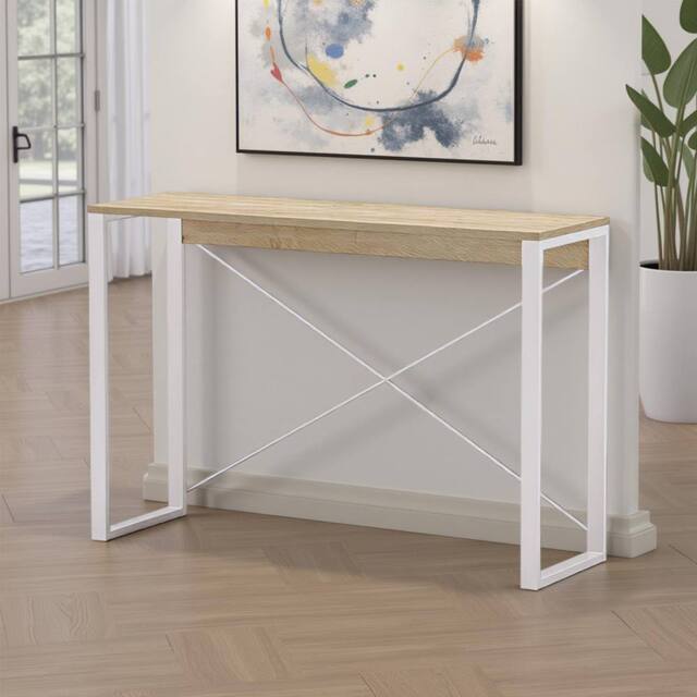 FWStyle Sonoma Oak & White Modern Console Hallway Table - image 1