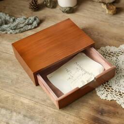 FLAVORA 1 Tier - 25x17x7cm Wooden Desktop Storage Cabinet Drawers Box in Natural - Size: 500mm - thumbnail 5