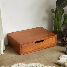 FLAVORA 1 Tier - 25x17x7cm Wooden Desktop Storage Cabinet Drawers Box in Natural - Size: 500mm - thumbnail 4