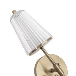 Happy Homewares Antique Brass Wireless Rechargeable Touch Dimmer Wall Light with Ribbed Shade in Metallic Gold - thumbnail 8