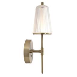 Happy Homewares Antique Brass Wireless Rechargeable Touch Dimmer Wall Light with Ribbed Shade in Metallic Gold - thumbnail 2