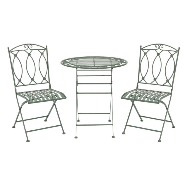 Charles Bentley Rustic Wrought Iron Outdoor Bistro Set - Sage Green - image 1