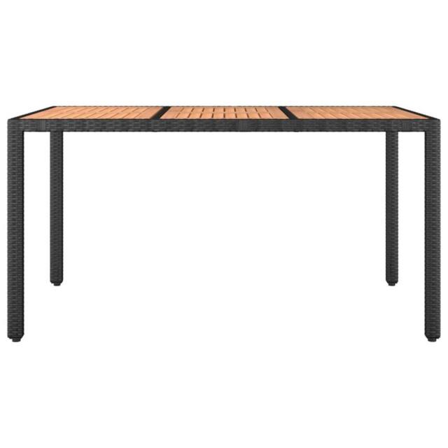 Berkfield Home Garden Table with Wooden Top Black Poly Rattan&Solid Wood Acacia - image 1