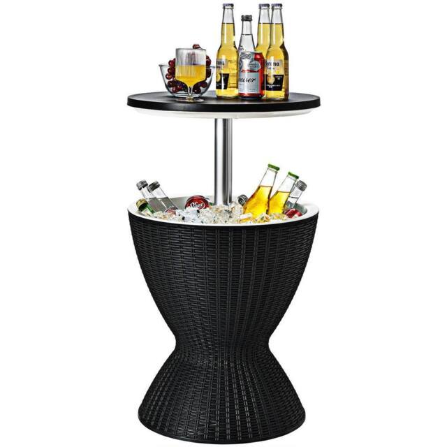 Costway 30L Patio Ice Cooler Outdoor All-weather Cool Bar Table w/ Extendable Tabletop in Black - image 1