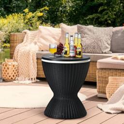 Costway 30L Patio Ice Cooler Outdoor All-weather Cool Bar Table w/ Extendable Tabletop in Black - thumbnail 6