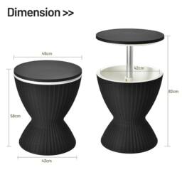 Costway 30L Patio Ice Cooler Outdoor All-weather Cool Bar Table w/ Extendable Tabletop in Black - thumbnail 2