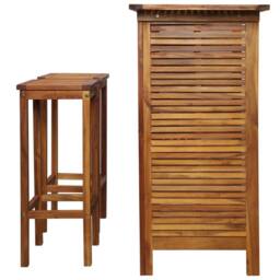 Berkfield Home Bar Table & Chair Set 3 Pieces Solid Acacia Wood in Brown - thumbnail 3