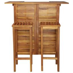 Berkfield Home Bar Table & Chair Set 3 Pieces Solid Acacia Wood in Brown - thumbnail 2