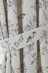 Dreams & Drapes 'Jazmine' 100% Cotton Floral Print Pair of Pencil Pleat Curtains With Tie-Backs in Lavender - Size: 168 cm width x 183 cm drop - thumbnail 5