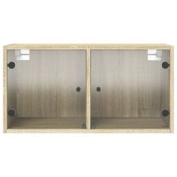 Berkfield Home Wall Cabinet with Glass Doors Sonoma Oak 68.5x37x35 cm in Brown - thumbnail 6