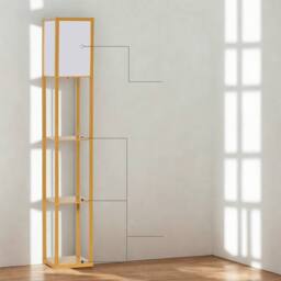 FURNOS Modern Dimmable Floor Lamp For Living Room With 3 Shelves Beech Wood in Brown - thumbnail 7