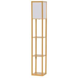 FURNOS Modern Dimmable Floor Lamp For Living Room With 3 Shelves Beech Wood in Brown - thumbnail 8