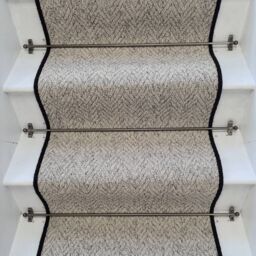 RainbowHome Herringbone Mirage Grey Stair Runner With 100% Pure Wool Edge in Light Grey - Size: 50 cm x 600 cm - thumbnail 1