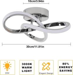 COMELY Modern Creative Flower Shape Ceiling Lights, 30 W 3000 K (Chrome 30 cm) in Silver - thumbnail 5