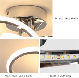 COMELY Modern Creative Flower Shape Ceiling Lights, 30 W 3000 K (Chrome 30 cm) in Silver - thumbnail 6