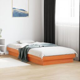Berkfield Home LED Bed Frame without Mattress Wax Brown 75x190 cm Small Single Solid Wood - thumbnail 3