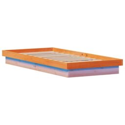 Berkfield Home LED Bed Frame without Mattress Wax Brown 75x190 cm Small Single Solid Wood - thumbnail 6