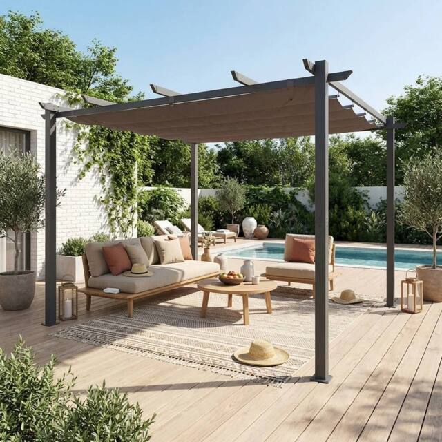 sweeek 3x3m Isla Pergola Roof Cover in Grey - image 1