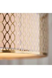 Netlighting Cordero Decorative Flush Ceiling Lamp Gold Effect Plate White Fabric Frosted Glass in Clear - thumbnail 5