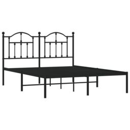 Berkfield Home Metal Bed Frame with Headboard Black 140x190 cm - thumbnail 4