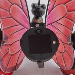 mysmartbuy Solar Butterfly Decoration - Freestanding Solar Powered Light Up Garden Ornament with Iron Frame & Hand Painted Resin Glass in Red - thumbnail 3