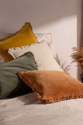 Yard Bertie 100% Cotton Velvet Cushion in Yellow - Size: 45 cm x 45 cm - thumbnail 6