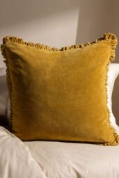 Yard Bertie 100% Cotton Velvet Cushion in Yellow - Size: 45 cm x 45 cm - thumbnail 5