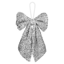 VFM e-Store Christmas Sequins Bow Hanging Decoration 58cm x 59cm Silver X 1 - Size: 58 cm x 59 cm