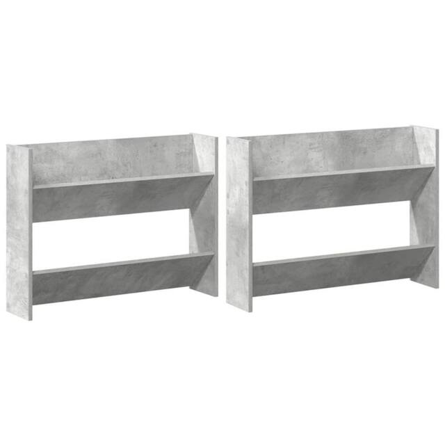 Berkfield Home Wall Shoe Cabinets 2 pcs Concrete Grey 80x18x60 cm Engineered Wood - Size: 80 x 18 x 60 cm - image 1
