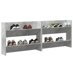 Berkfield Home Wall Shoe Cabinets 2 pcs Concrete Grey 80x18x60 cm Engineered Wood - Size: 80 x 18 x 60 cm - thumbnail 4