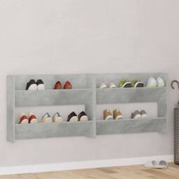 Berkfield Home Wall Shoe Cabinets 2 pcs Concrete Grey 80x18x60 cm Engineered Wood - Size: 80 x 18 x 60 cm - thumbnail 2