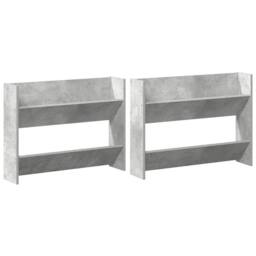 Berkfield Home Wall Shoe Cabinets 2 pcs Concrete Grey 80x18x60 cm Engineered Wood - Size: 80 x 18 x 60 cm - thumbnail 1