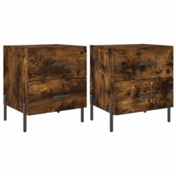 Berkfield Home Bedside Cabinets 2 pcs Smoked Oak 40x35x47.5 cm Engineered Wood in Brown - thumbnail 1