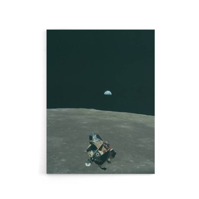 "Artery8 NASA Earth Moon Space Lunar Module Mars Canvas Wall Art Print in Black - Size: W18"" x H24""" - image 1