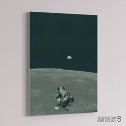 "Artery8 NASA Earth Moon Space Lunar Module Mars Canvas Wall Art Print in Black - Size: W18"" x H24""" - thumbnail 2