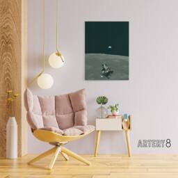 "Artery8 NASA Earth Moon Space Lunar Module Mars Canvas Wall Art Print in Black - Size: W18"" x H24""" - thumbnail 3