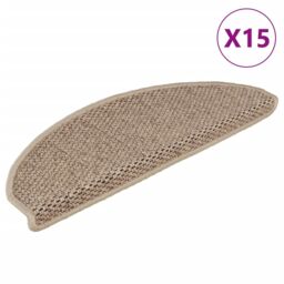 Berkfield Home Stair Mats Self-adhesive Sisal-Look 15 pcs 65x21x4 cm Sand in Beige - Size: Medium - thumbnail 2
