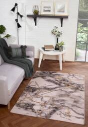 Celebrity Interiors Bianco 185KB Cream/Gold Rug in Cream - Size: 80 cm x 150 cm - thumbnail 1