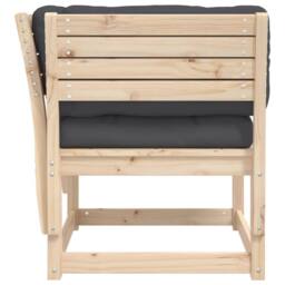 Berkfield Home Garden Sofa Armrest with Cushions Solid Wood Pine in Natural - thumbnail 6