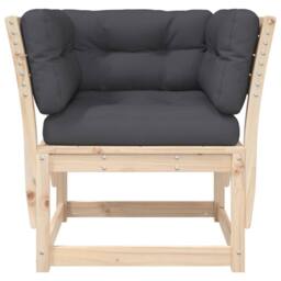 Berkfield Home Garden Sofa Armrest with Cushions Solid Wood Pine in Natural - thumbnail 5