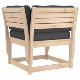 Berkfield Home Garden Sofa Armrest with Cushions Solid Wood Pine in Natural - thumbnail 7