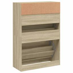 Berkfield Home Shoe Cabinet with 2 Flip-Drawers Sonoma Oak 80x34x116 cm in Light Brown - Size: 80 x 34 x 116 cm - thumbnail 8