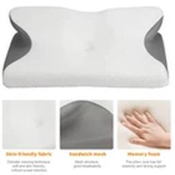 EONLION Orthopedic Memory Foam Pillow Cervical Neck Shoulder Pain Relief in Grey - thumbnail 4