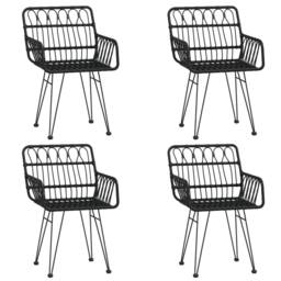Berkfield Home Beautiful 5 Piece Garden Dining Set Black Poly Rattan - thumbnail 4