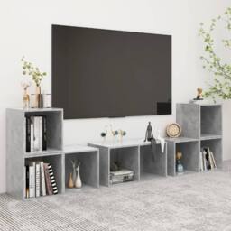 Berkfield Home 6 Piece TV Cabinet Set Concrete Grey Engineered Wood - thumbnail 2