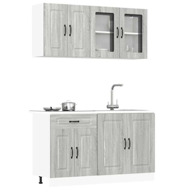 Berkfield Home 4 Piece Kitchen Cabinet Set Kalmar Grey Sonoma Engineered Wood - image 1