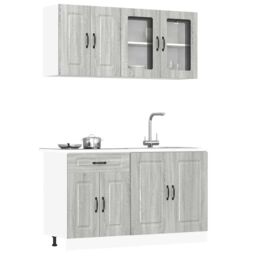 Berkfield Home 4 Piece Kitchen Cabinet Set Kalmar Grey Sonoma Engineered Wood - thumbnail 1