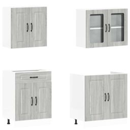 Berkfield Home 4 Piece Kitchen Cabinet Set Kalmar Grey Sonoma Engineered Wood - thumbnail 4